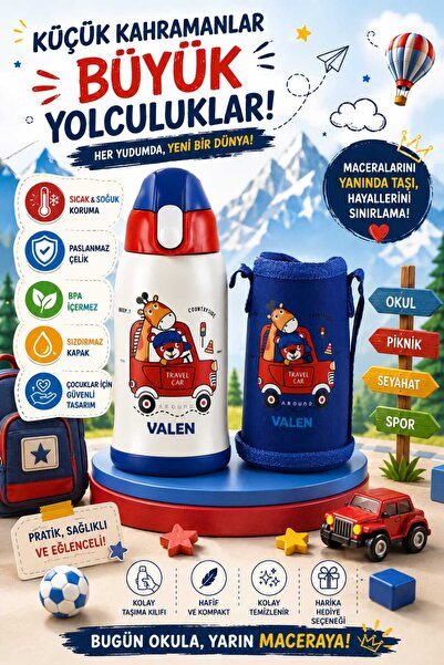 Valen ÇİFT DUVARLI VAKUMLU ERKEK ÇOCUK TERMOS 560ML