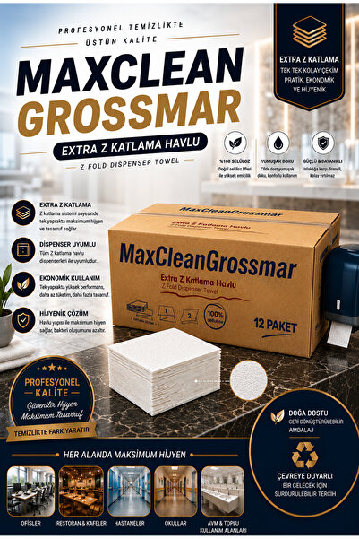 MaxCleanGrosmar Z Katlama Dispenser Havlu 12 Paket