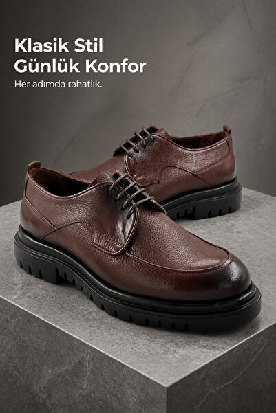 PATRICK CASSA Men's Classic Lace-Up Leather Shoes Comfortable Lightweight Dai...