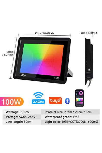 Choice 100 واط بدون قابس كشاف RGB TUYA كشاف ذكي RGBCW IP65 إضاءة خارجية 50 وا...