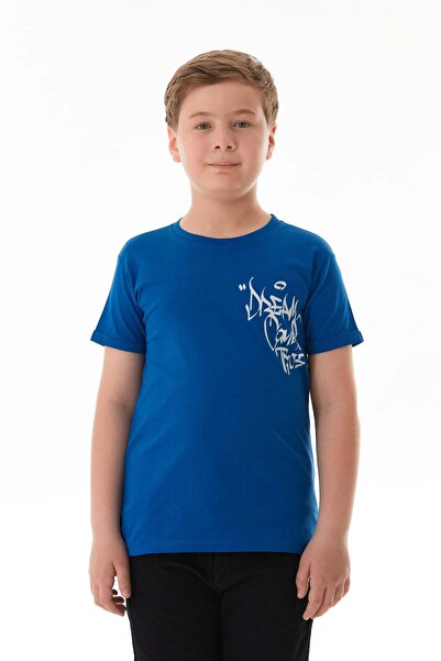 Fulla Moda Tricou pentru băiat 100% bumbac cu imprimeu text