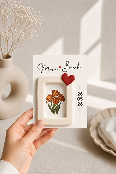 Mandalin Art Studio Nikah Hediyesi Kalpli Mini Çerçeve Buzdolabı Magneti 10’lu