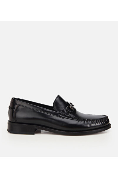 Hotiç Erkek Deri Siyah Toka Detaylı Klasik Loafer