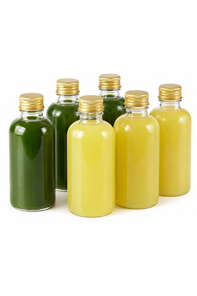 Sizeuyduk 6 Adet Plastik Şişe Ginger Shot Detox Şişesi Sızdırmaz Metal Kapakl...