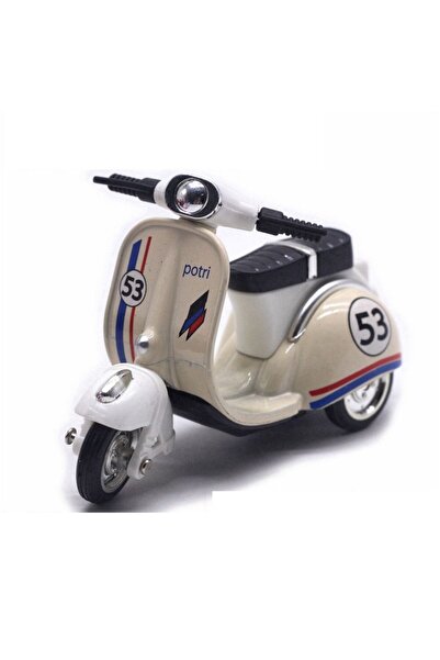 Choice3 White scooter Gift Alloy Pullback Car Retro Style 1:43 Three Wheeled ...