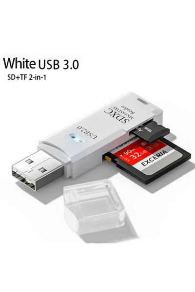 Choice White3.0 Multi Functional 2 In 1 High-speed USB 3.0/2.0 Card Reader Su...