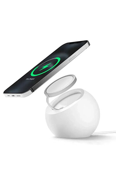 Choice WHITE Magnetic Wireless Charging Desk Ball Shape Silicone Holder Stand...
