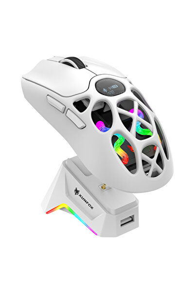 Choice ماوس WHITE XUNFOX H16PRO، خفيف الوزن S205، ماوس لاسلكي ثلاثي الأوضاع ب...