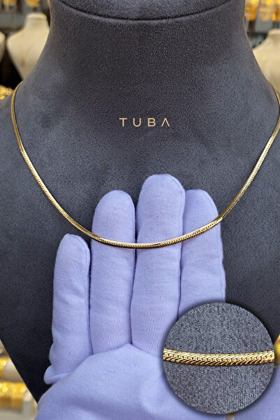 TUBA KUYUMCULUK Altın Italyan Ezme Zincir Kolye Yassı 14 Ayar 2.5mm, Zarif Al...