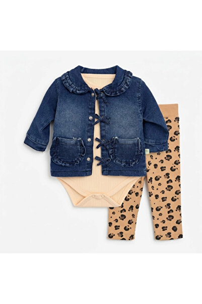 Bebelul Set de 3 piese pentru fete cu jachetă din denim, body și pantaloni cu...