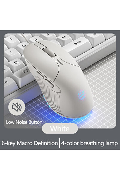 INPHIC B2 White B2 USB Wired Mouse Silent Office Gaming Mouse for PC and Laptops