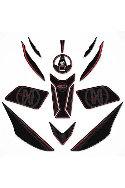 Redline Grafik Redlinegrafik Mondial Drift L Full Tank Pad Set Siyah - Kırmızı