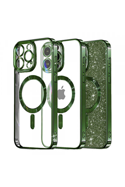 Apple Husa MagSafe pentru iPhone 13 Pro, Techsuit, Luxury Glitter, Verde Inchis