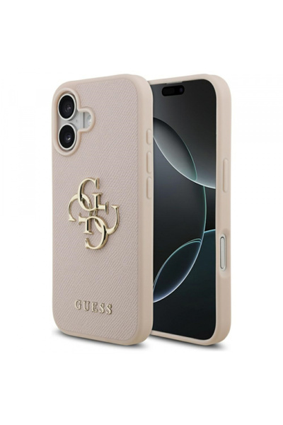 Apple Husă pentru iPhone 17, Guess, 4G Grained Big and Classic Logo, Roz