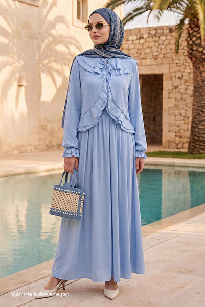 InStyle Σετ Modal Baby Blue με δετά βολάν