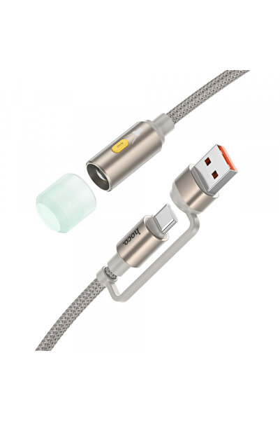 Hoco Cablu Led UA38C, USB-C / USB-A, 0.3m, Auriu
