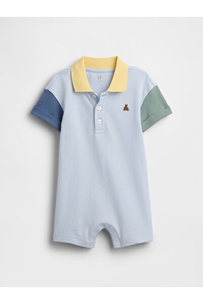 GAP Bebek Açık Mavi Colorblock Pique Polo Şort Tulum