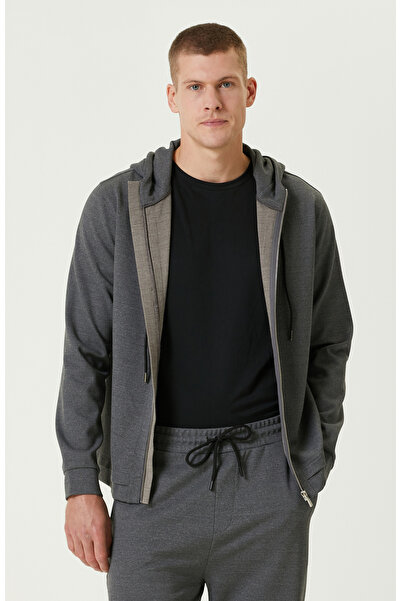 Network Gri Melanj Fermuarlı SweaTshirt