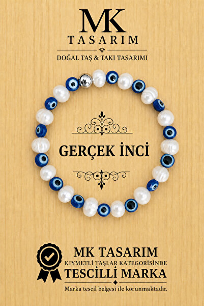 MK tasarım سوار من اللؤلؤ الحقيقي مع خرز العين الشريرة - MKT.1.101.54 سوار مر...