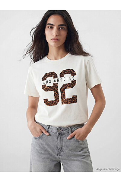 LC Waikiki Two Mt Shop Quality Los Angeles Printed 100% Cotton Women's T-Shirt