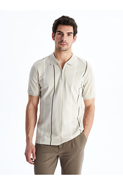 LC Waikiki Nevavm with a Difference Polo Collar Short Sleeve Striped Pique Me...
