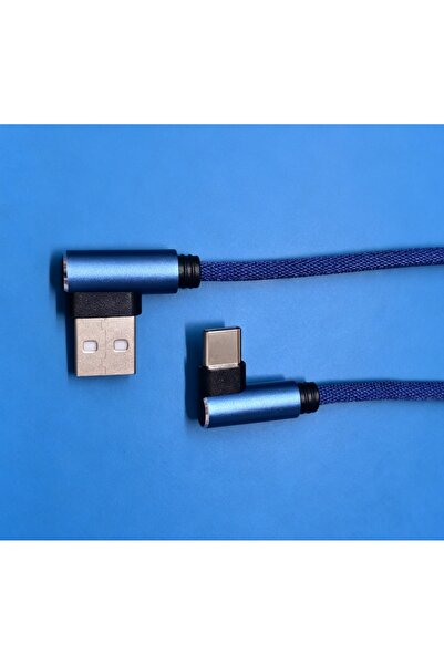 Choice 1m 1pcs Blue 40W 5A USB To Type C Fast Charge Weave Data Cable 90 Degr...