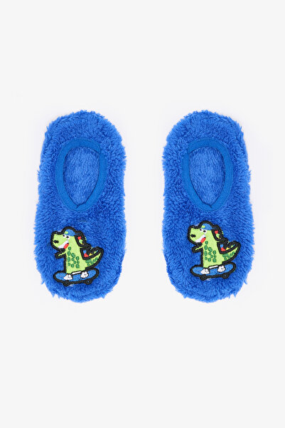Penti Papuci de casă Saks pentru băieți, cu broderie de dinozaur, cu talpă an...