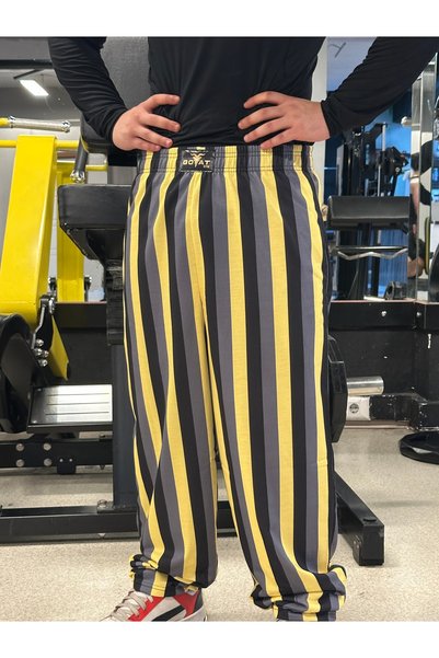 Goat Giyim Sonte Colorful Striped Jogger with Pockets Comfortable Fit Oversize Sports Gym Men's Sweatpants Black Yellow Gray