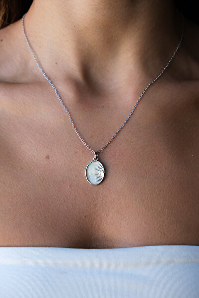 Serenite Collection Mirror Sun Steel Necklace