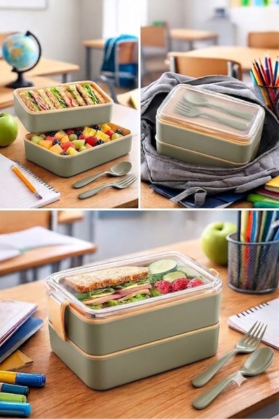 Sowo Home 2 Layers Meal Storage Container Lunch Box Set Athlete Diet Student ...