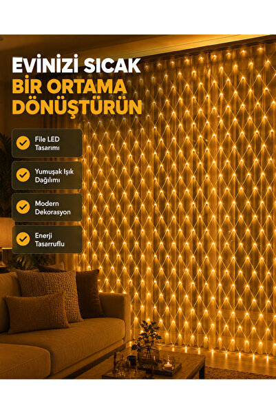 markentegra Ağ Şeklinde LED File Işık Dekoratif Ortam Aydınlatma Bahçe Balkon...
