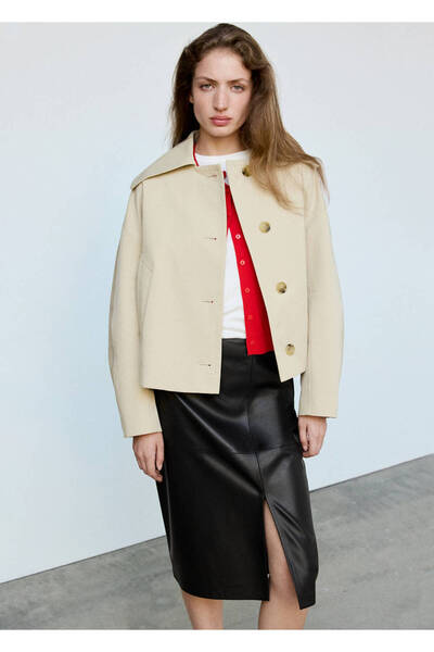 MANGO Woman Faux-leather straight skirt