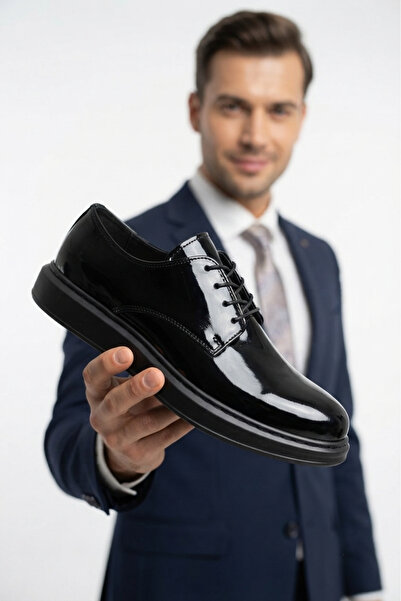 Zerenyus Classica Premium Vegan Leather Classic Men's Shoes Black Patent Leather