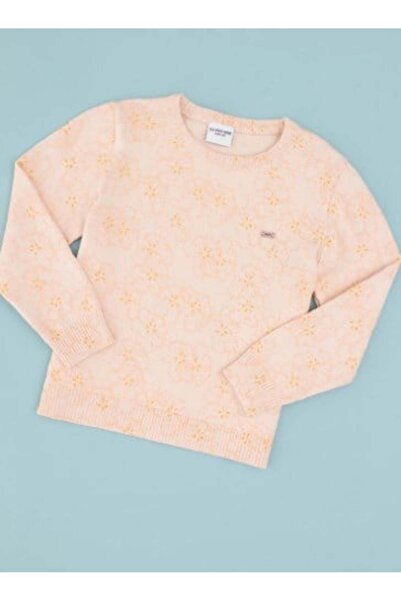 U.S. Polo Assn. Girl's Floral Patterned Crew Neck Sweater 4-12 Years Dark Pink