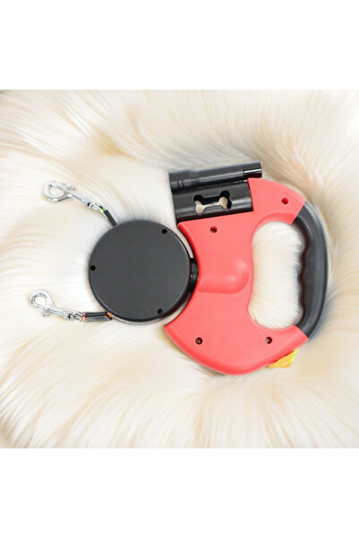 Choice1 3 M - 8 KG Red Retractable Dual Dog Leash with LED Light 360 Swivel N...