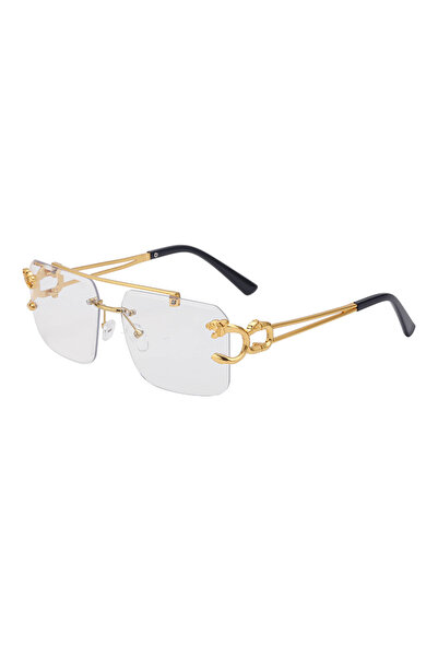 choice2 white Fashion Leopard Rimless Sunglasses Double Bridges Gradient Ocea...