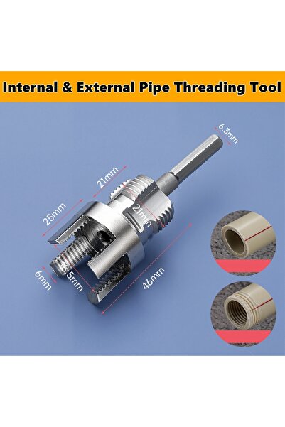Choice 4 Integrated Internal External Pipe Threading Tool (3/4"),Hex Shank Di...
