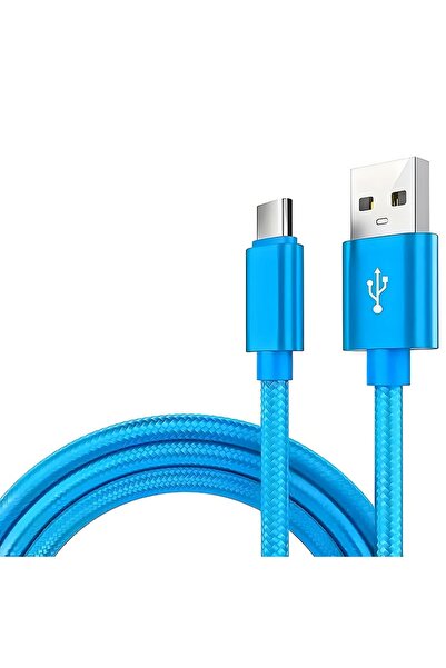 Choice 1m Blue 2.4A USB A to Type C Nylon Braided Charger Cable For Android T...