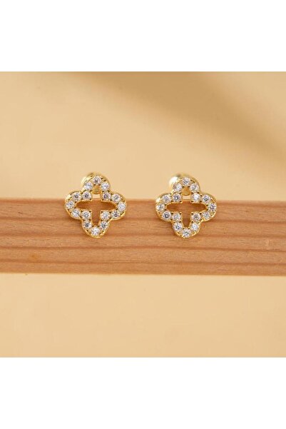 Choice Gold Color Fashion Shiny Zircon Hollow Out Four Leaf Clover Flowers Ea...