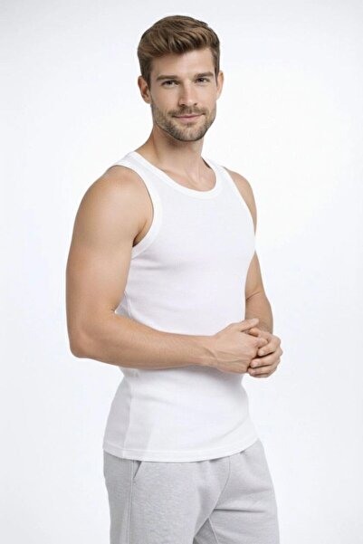 Generic Brand Men's Ribbed Athlete's T-Shirt with Zero Neckline, Slim Fit, Ba...