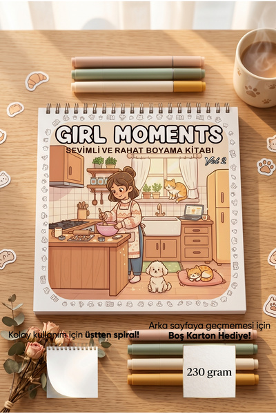 M&H Coloring Girl Moments Vol 2 Coloring Book - 21x21 cm Boyama Kitabı / Çocu...