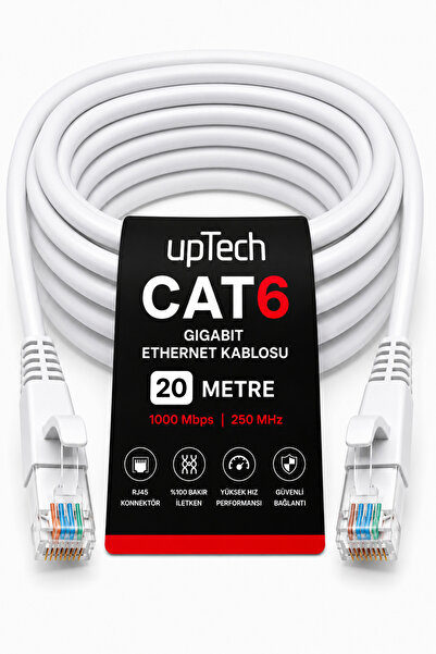 upTech Cat6 Ethernet Cable 20 Meters Rj45 Lan Internet Modem Router Computer ...