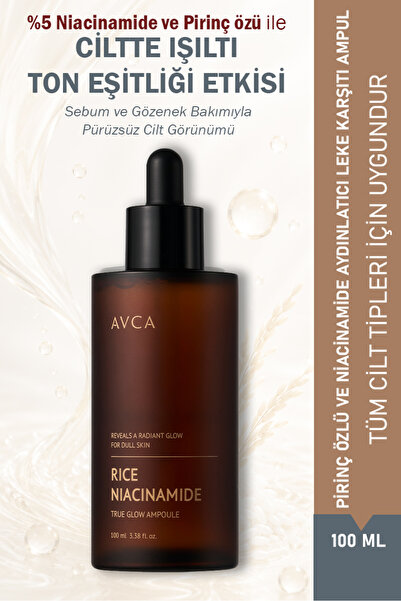 AVCA Pirinç Özlü ve Niacinamide İçeren Aydınlatıcı Leke Karşıtı Ampul - True ...