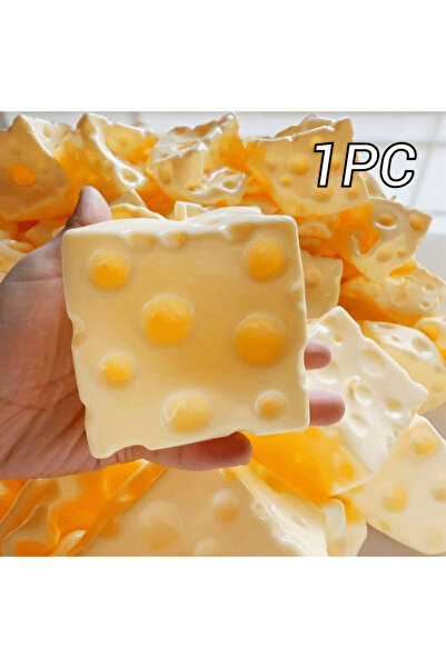 Choice1 كرة ضغط على شكل مكعب جبن كبير قابلة للتشكيل باللون الأصفر، ملمس ناعم،...