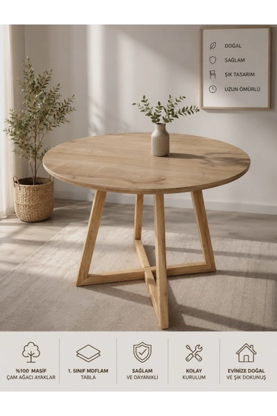 uğurlubaylar 105cm Yuvarlak Masa Yemek Masası Mutfak Masası Kafe Masası