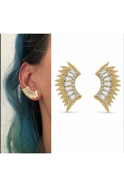 Merishe Jewerly أقراط من الفولاذ المقاوم للصدأ مرصعة بأحجار الزركون على شكل أ...