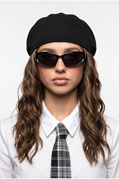Houseofeyeris Raenna Black Frame Narrow Oval Cat-Eye Sunglasses – Black Lens ...