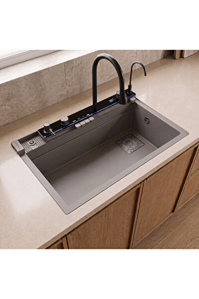 RealStone Real Stone Victoria Granit Akıllı Eviye Seti Gri 75.5X47 cm