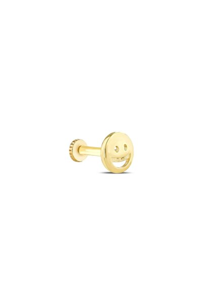 Assos Pırlanta Altın Tragus Gülen Yüz Piercing - 14K