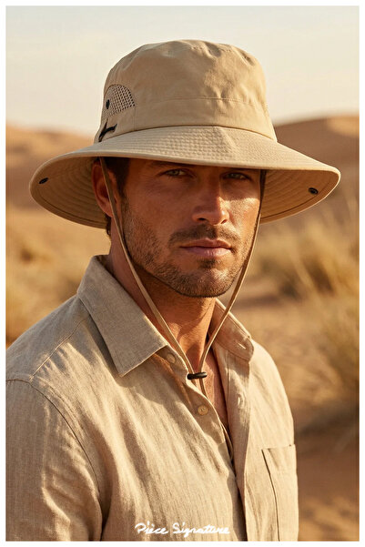 PIECE SIGNATURE Unisex 9 cm Safari Hat with Visor and Mesh - Camping, Fishing...